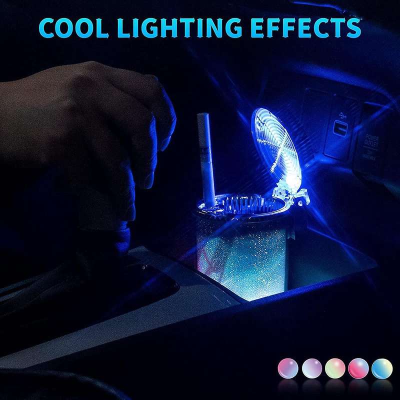 Car Portable Ashtray Car Ashtray with Led Light Cup Holder Ashtray with Color Led Light for Truck O