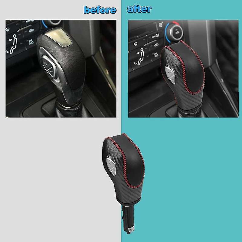 Car PU Carbon Look Red Gear Shift Knob Cover Compatible Compatibled Fusion/Focus