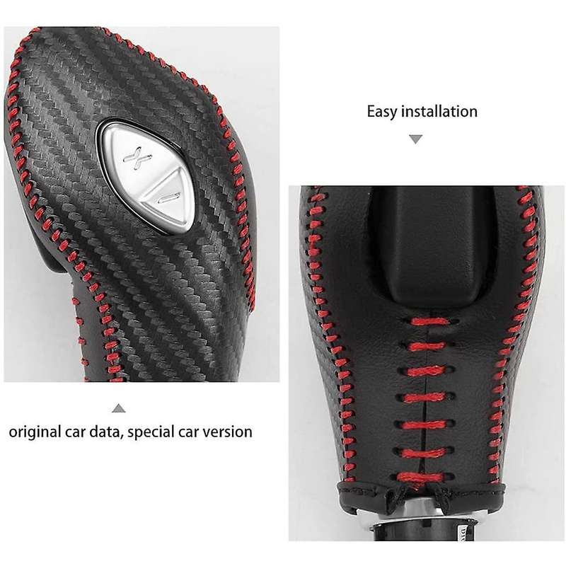 Car PU Carbon Look Red Gear Shift Knob Cover Compatible Compatibled Fusion/Focus