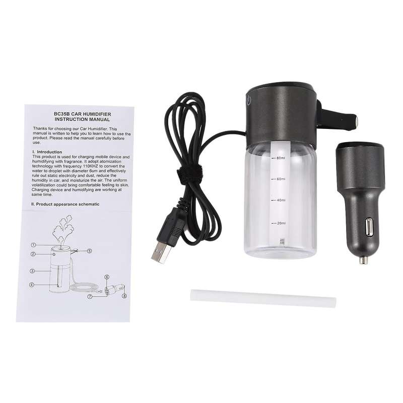 Car QC3.0 Charger, Vehicle Mounted Air Purification Humidifier, Two Spray Modes, Vehicle and Family