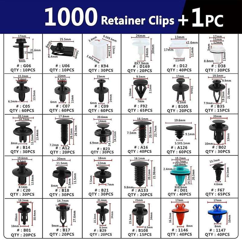 Car Push Retainer Clips 30 Most Popular Sizes Fasteners 1001 Pcs Automotive Plastic Clips Auto Push