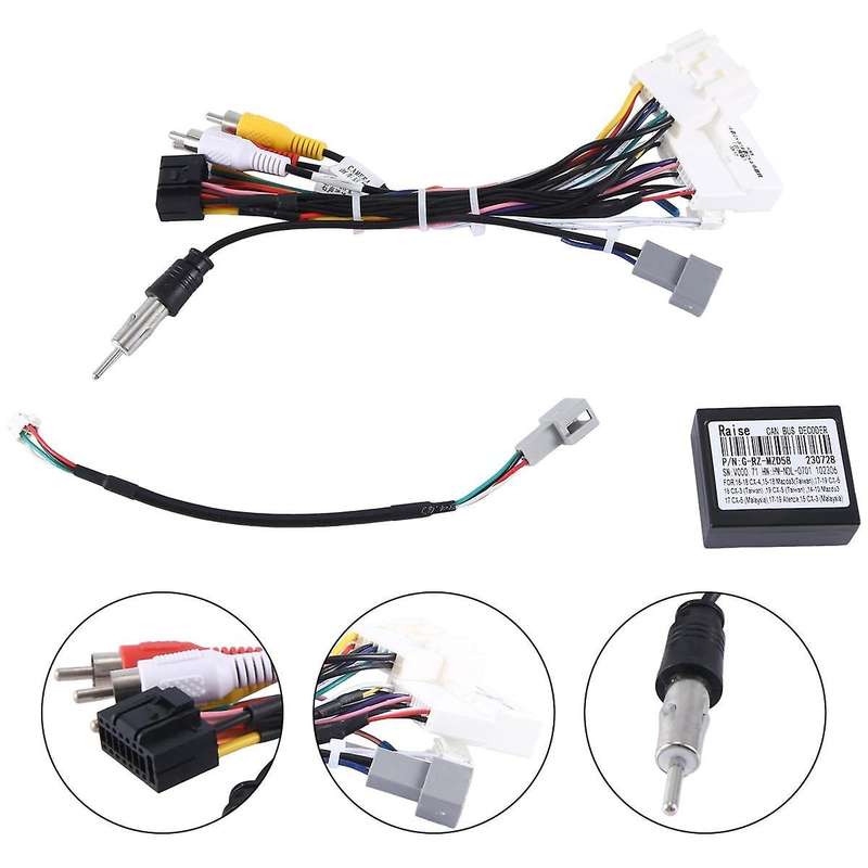Car Radio Cable Adapter Android Wiring Harness Power Connector Socket with Can Bus Decoder for -3 -