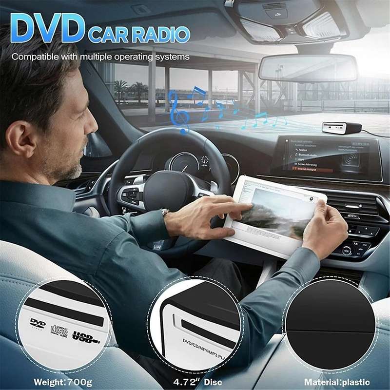 Car Radio CD/DVD Dish Box Player USB 2.0 Interface External Stereo for Android Player Radio