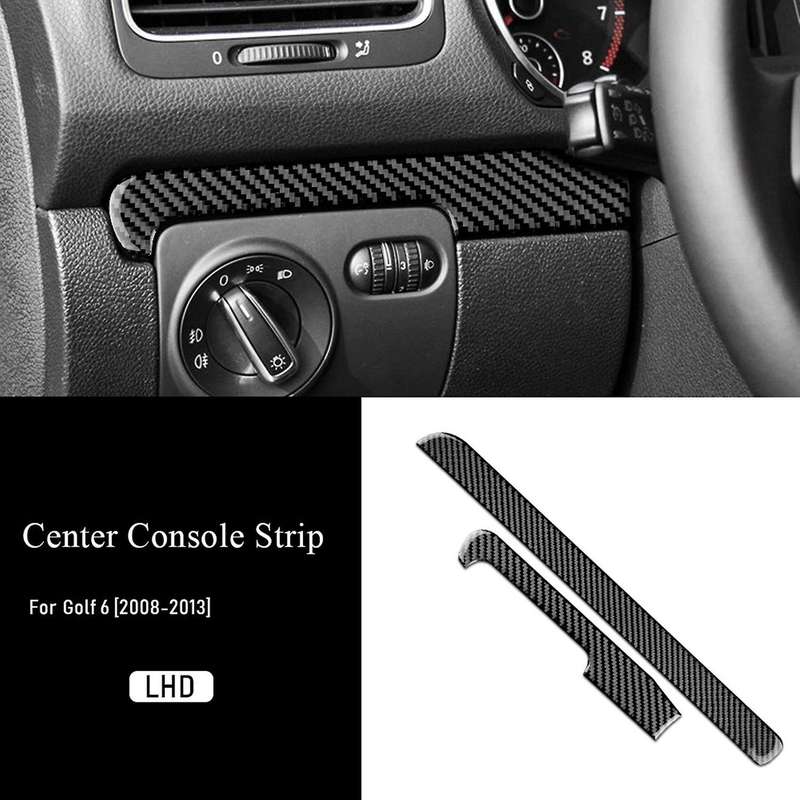 Car Real Carbon Fiber Center Control Dashboard Panel Strip Cover Protective Trim for Golf 6 Mk6 2010