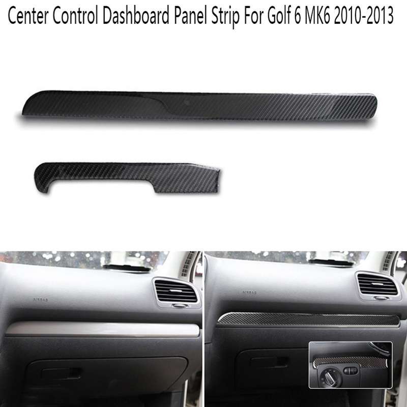 Car Real Carbon Fiber Center Control Dashboard Panel Strip Cover Protective Trim for Golf 6 Mk6 2010