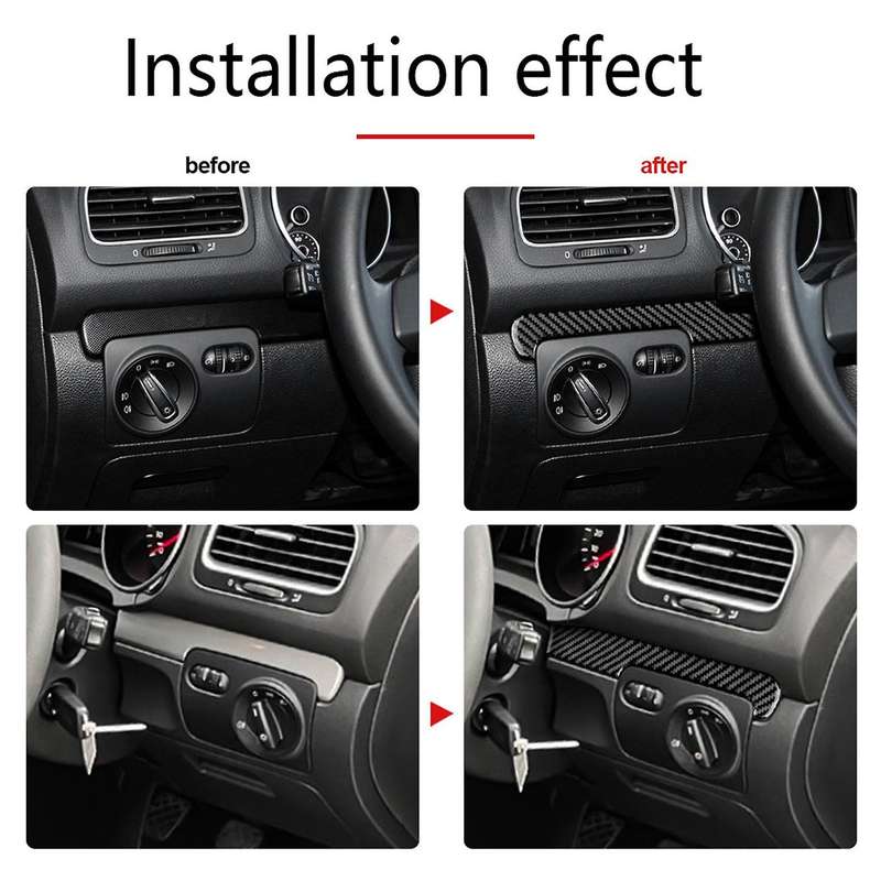 Car Real Carbon Fiber Center Control Dashboard Panel Strip Cover Protective Trim for Golf 6 Mk6 2010