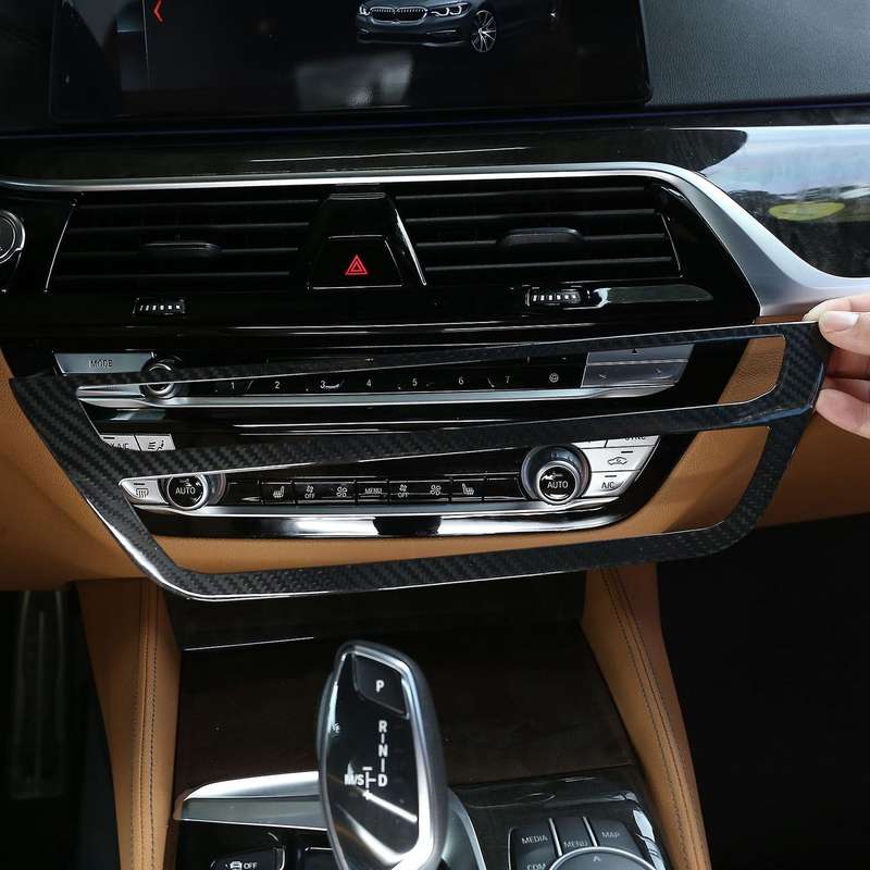 Car Real Carbon Fiber Center Air Conditioning Decoration Frame Trim Accessories for - New 5 Series G