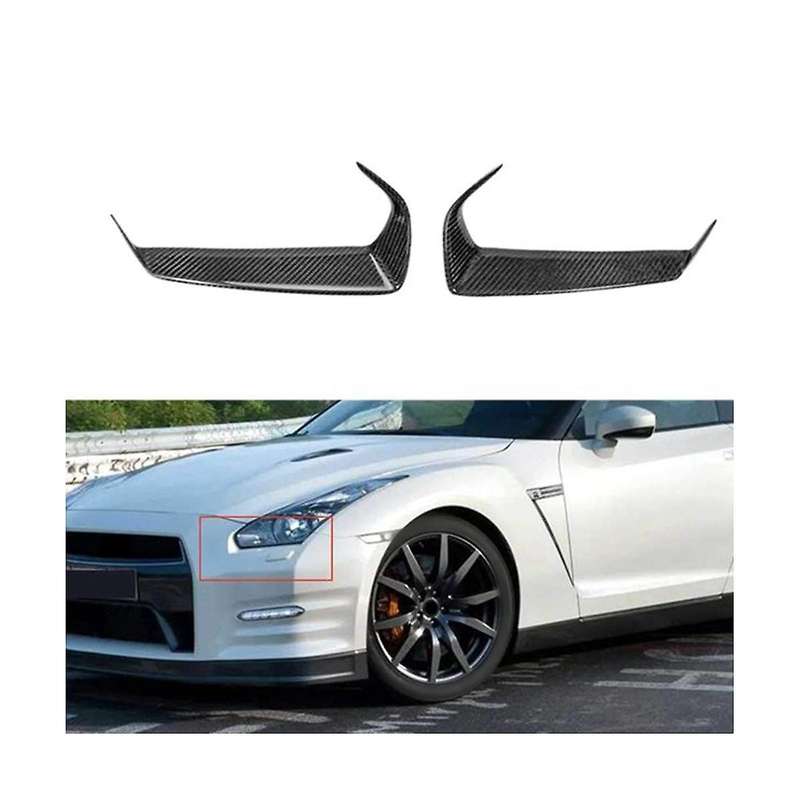 Car Real Carbon Fiber Front Head Light Lamp Eyebrow Frame Cover for R35 2008-2016