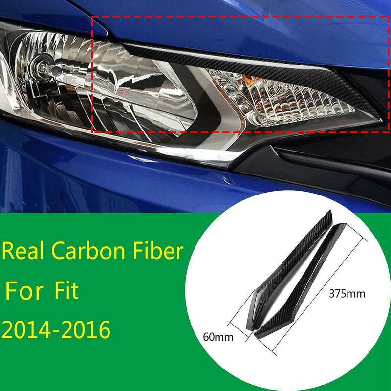 Car Real Carbon Fiber Headlight Eyebrow Eyelid Trim Fit for Fit 2014 2015 2016