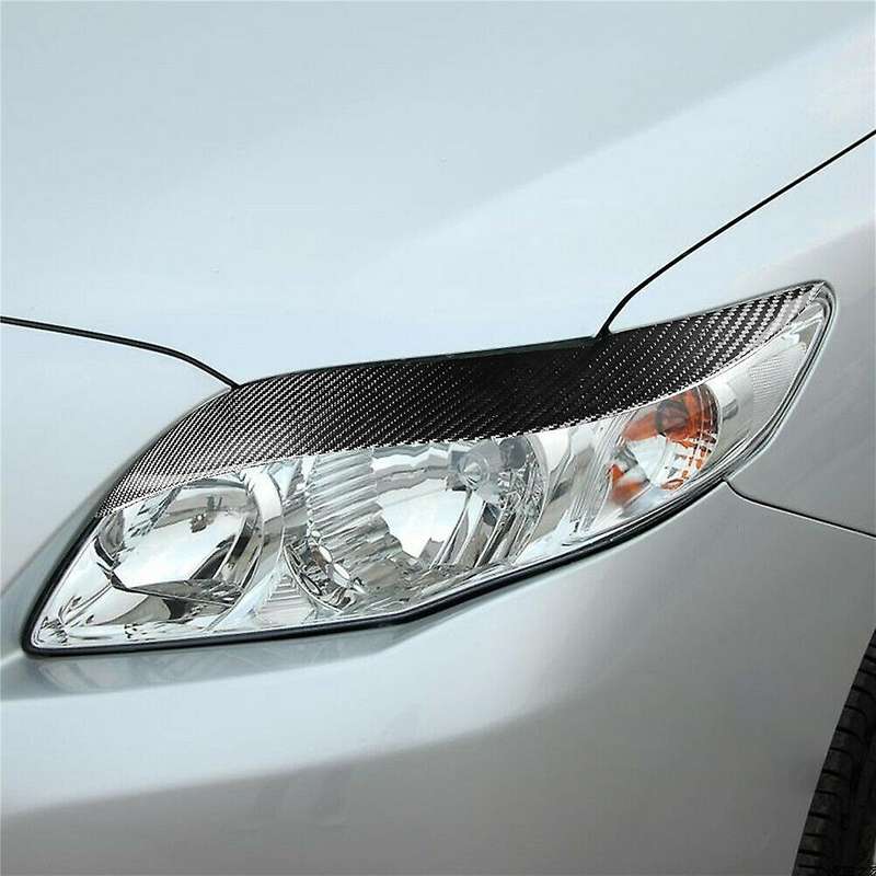 Car Real Carbon Fiber Front Headlight Eyelid Eyebrow Trim for 2008-2011