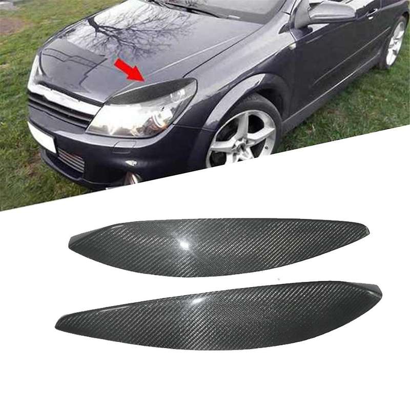 Car Real Carbon Fiber Front Headlight Lamp Eyebrows Eyelids Moulding Cover Trims for Opel H 2004-200