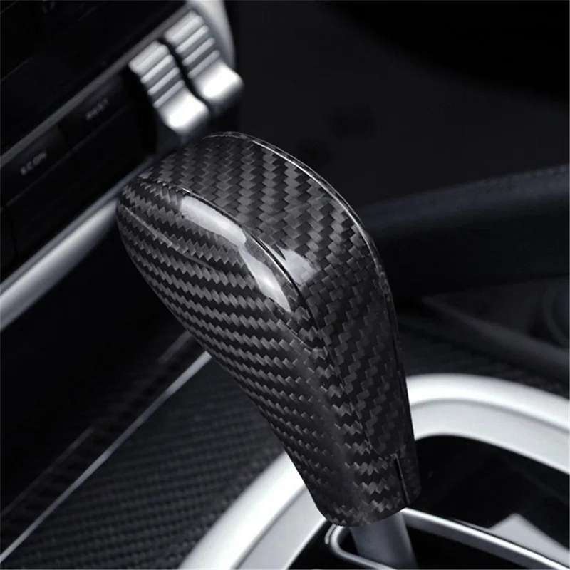 Car Real Carbon Fiber Gear Knob Cover Trim for 2004-2009 Center Console Interior Decoration