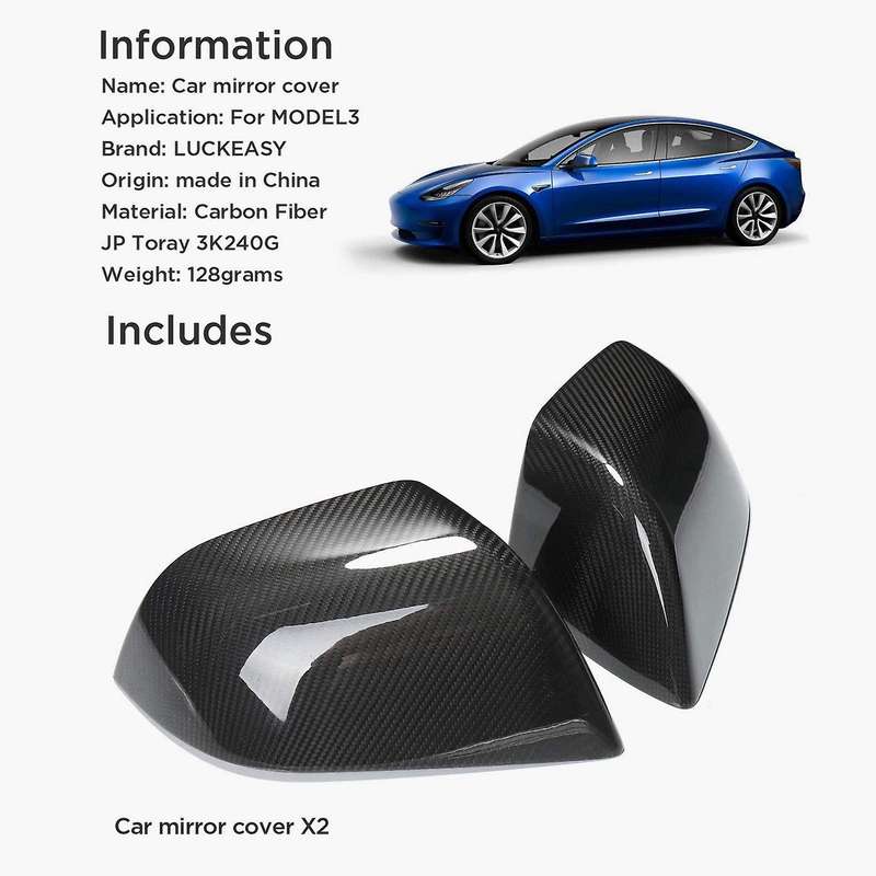 Car Real Carbon Fiber Side Mirror Cover Cap for 2017-2019 Rear View Mirror Cover Trim Frame Accessor