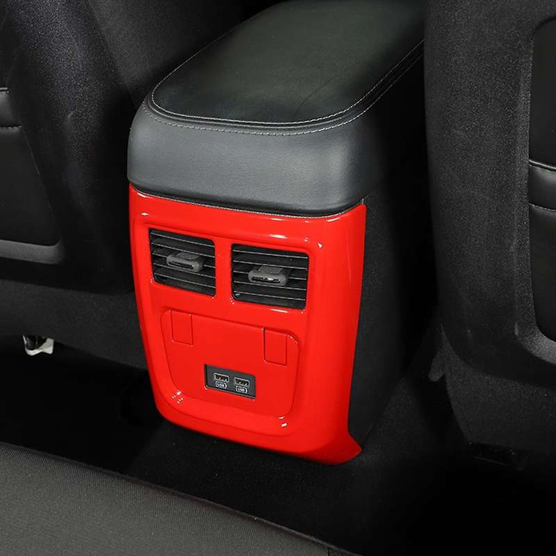Car Rear Air Conditioner Outlet Vent Trim Cover Kit ABS for Charger 300C 2015-2021 (Red)