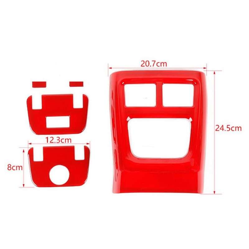 Car Rear Air Conditioner Outlet Vent Trim Cover Kit ABS for Charger 300C 2015-2021 (Red)