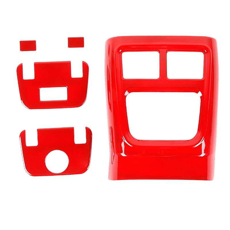 Car Rear Air Conditioner Outlet Vent Trim Cover Kit ABS for Charger 300C 2015-2021 (Red)