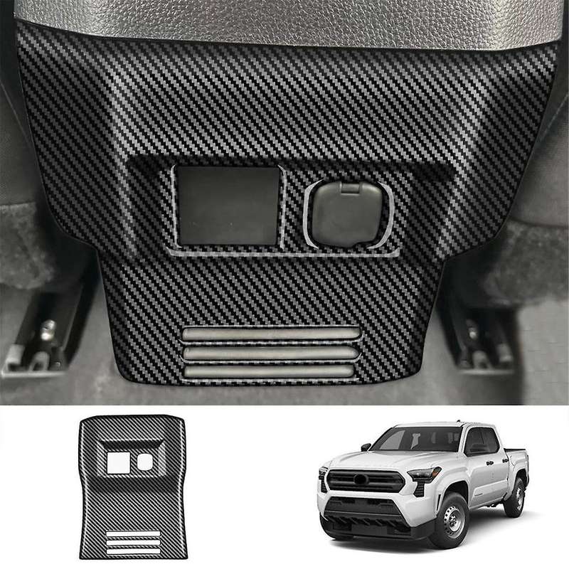 Car Rear Air Conditioner Vent Outlet Frame Anti-Kick Panel Cover Trim for 2024 Carbon Fiber