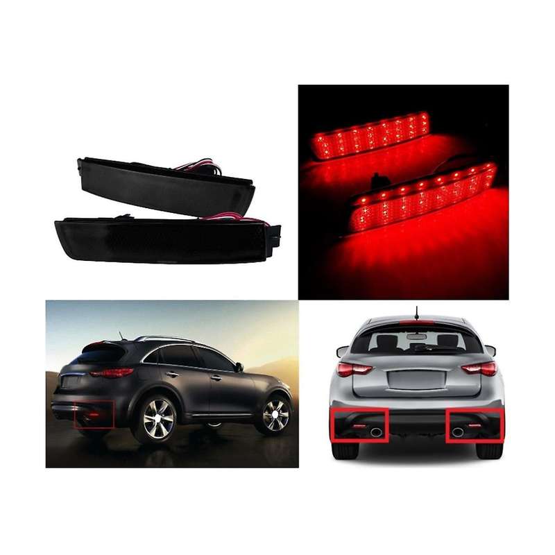 Car Rear Bumper LED Tail Brake Light Reflector Light Black Shell for Juke// FX35 FX37 FX50