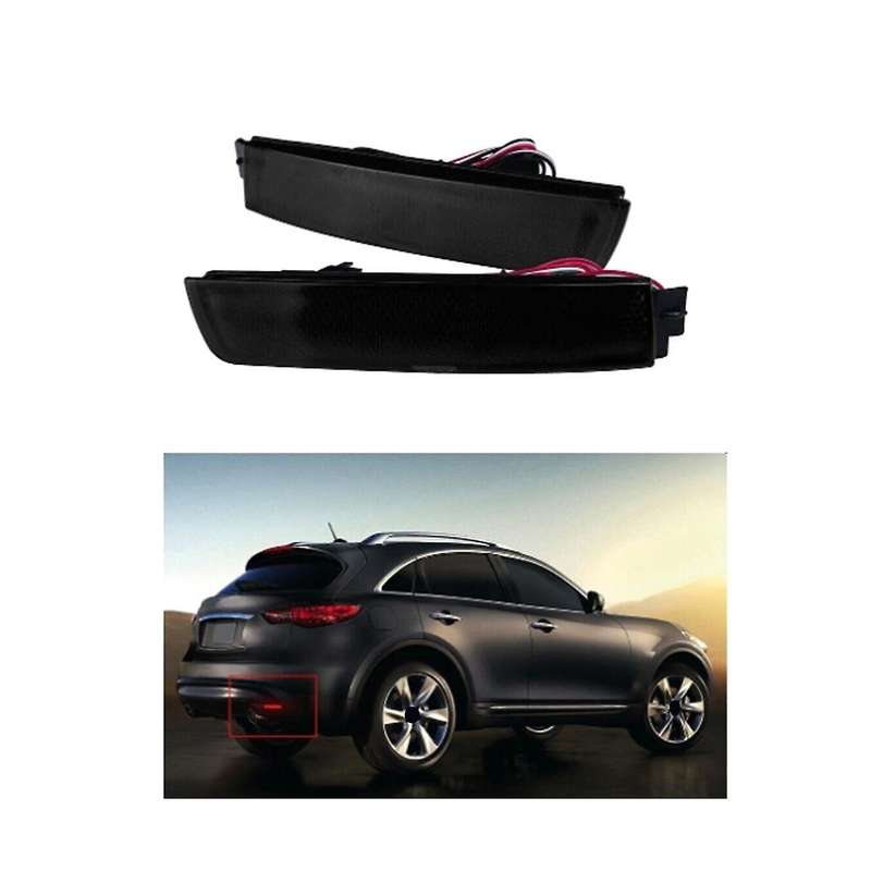 Car Rear Bumper LED Tail Brake Light Reflector Light Black Shell for Juke// FX35 FX37 FX50