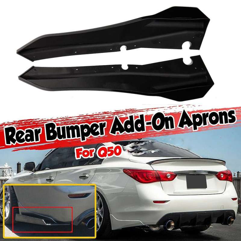 Car Rear Bumper Lip Cover Trim for Q50 Rear Bumper Side Canards Splitter Black
