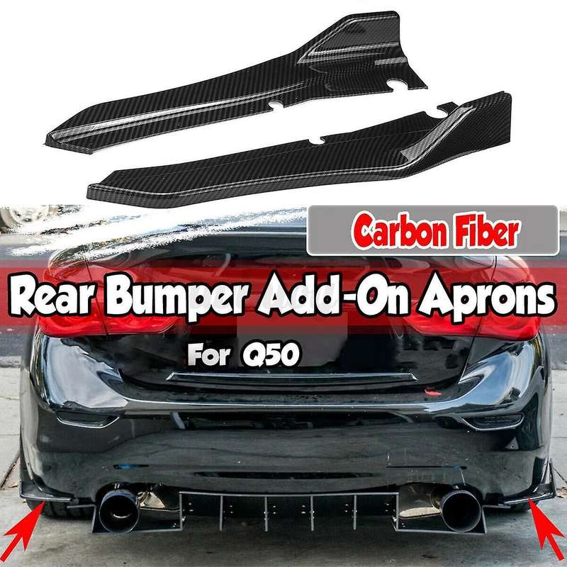 Car Rear Bumper Lip Cover Trim for Q50 Rear Bumper Side Canards Splitter Carbon fiber pattern