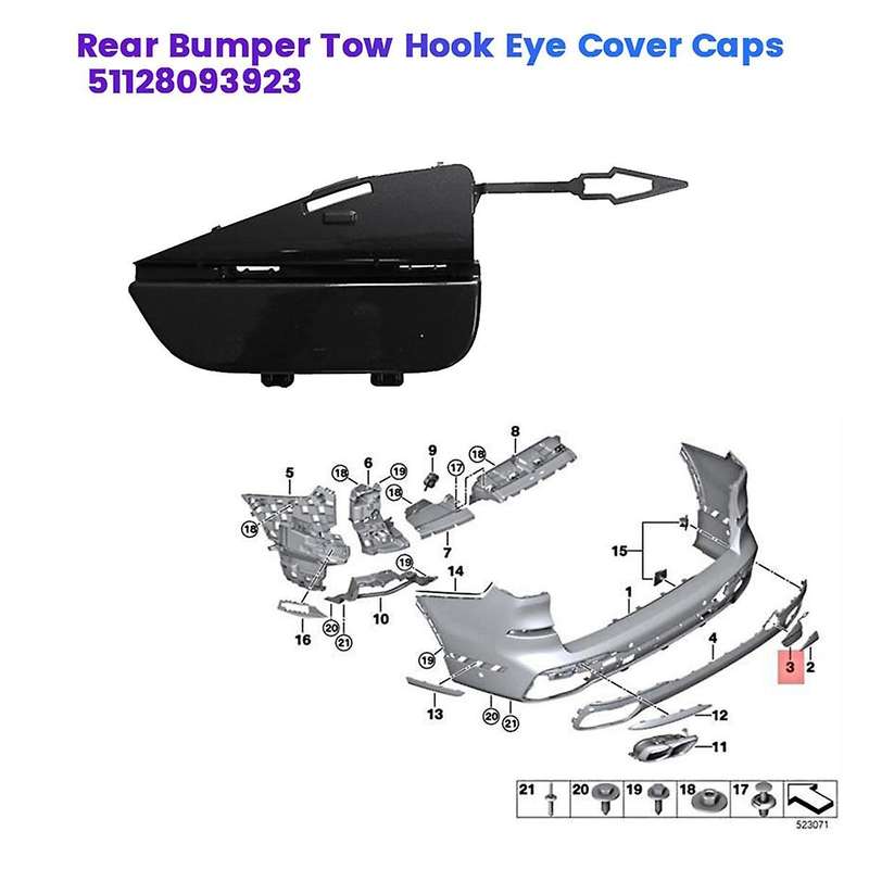 Car Rear Bumper Tow Hook Eye Cover Caps 51128093923 for X7 G07 XDrive40i M50i 2019-2022 Tow Hook Pla