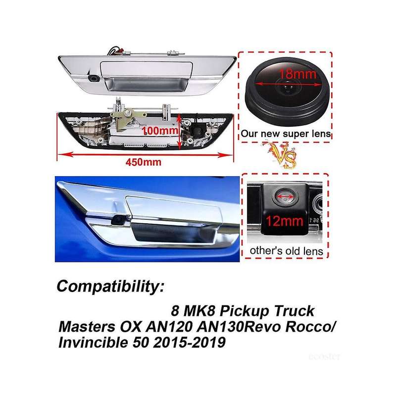 Car Rear Door Handle Camera for Pickup Truck Hd Reversing Camera Rear View Camera Black