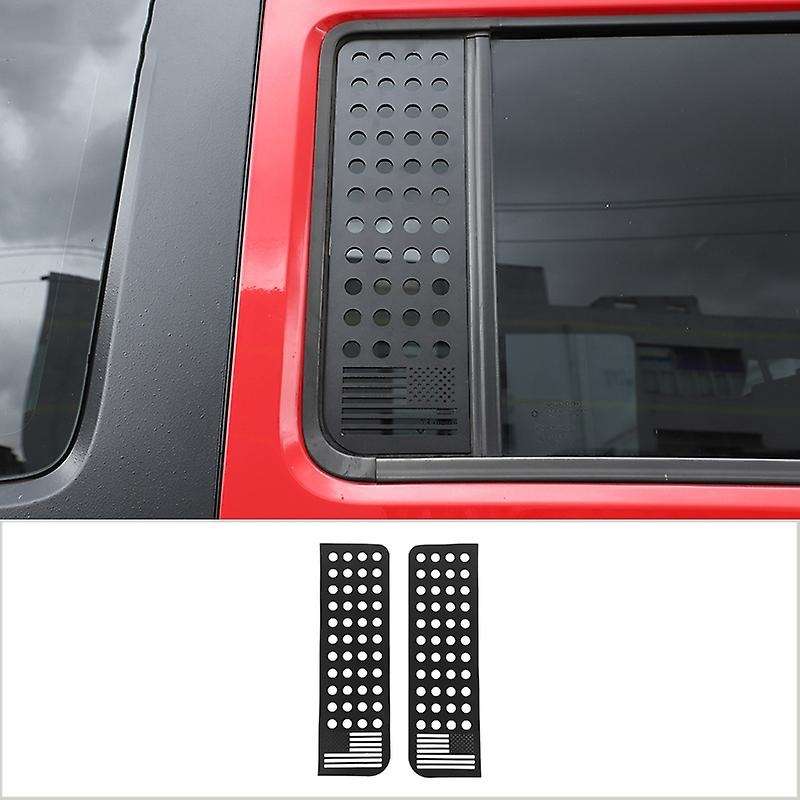 Car Rear Door Window Glass Panel Flag Decoration Cover Trims for Wrangler JK 2007-2017 4 Door, Alumi