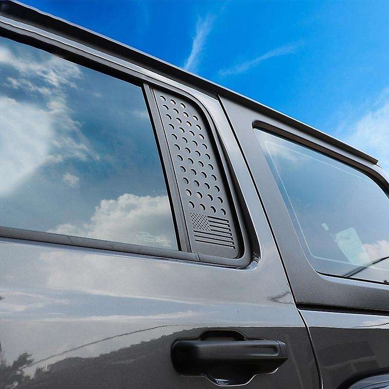 Car Rear Door Window Glass Panel Flag Decoration Cover Trims for Wrangler JL JT 2018+ 4 Door, Alumin