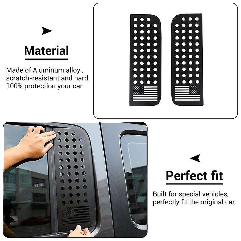 Car Rear Door Window Glass Panel Flag Decoration Cover Trims for Wrangler JL JT 2018+ 4 Door, Alumin