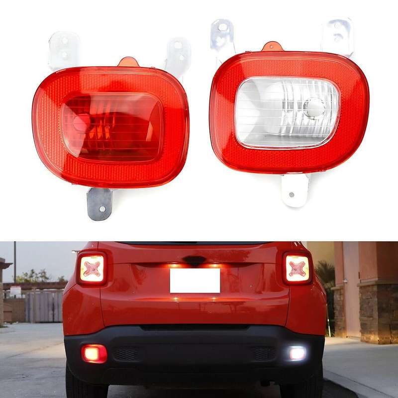 Car Rear Left & Right Bumper Brake Light Reflector Set for 2015-2017 68255513AA 68255514AA 68255509A
