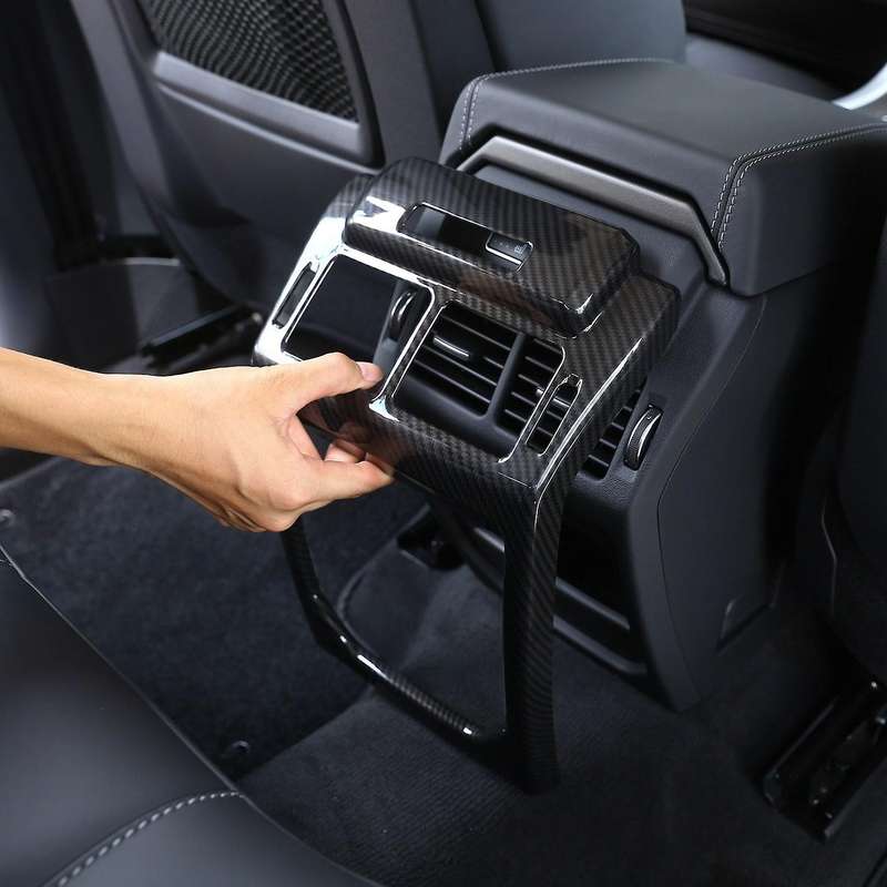 Car Rear Row AC Vent Outlet Frame Cover Trim Carbon Fiber Style ABS Plastic for Land Evoque 2012-201