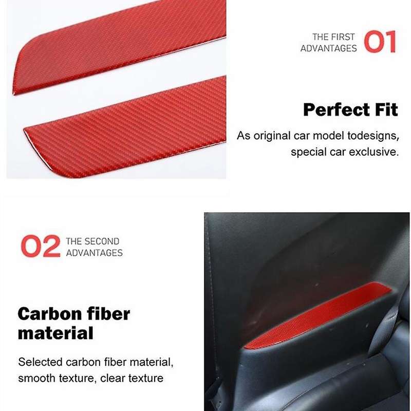 Car Rear Seat Armrest Panel Stickers Decoration Carbon Fiber for 2012 2013 2014 2015 (Red)