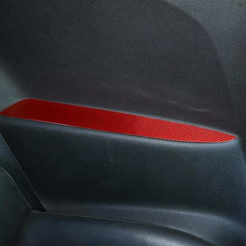 Car Rear Seat Armrest Panel Stickers Decoration Carbon Fiber for 2012 2013 2014 2015 (Red)