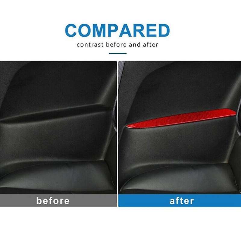 Car Rear Seat Armrest Panel Stickers Decoration Carbon Fiber for 2012 2013 2014 2015 (Red)