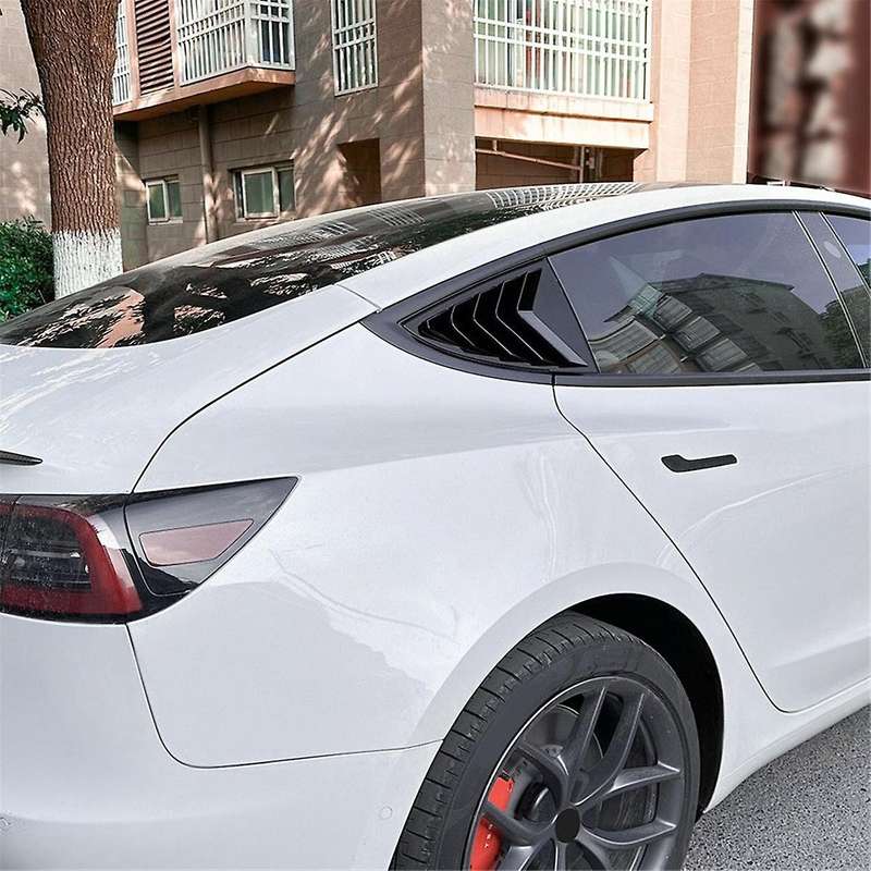 Car Rear Side Window Louvers Air Vent Scoop Shades Cover Blinds Trim for Model 3 2017-2023 Y 2020+,A