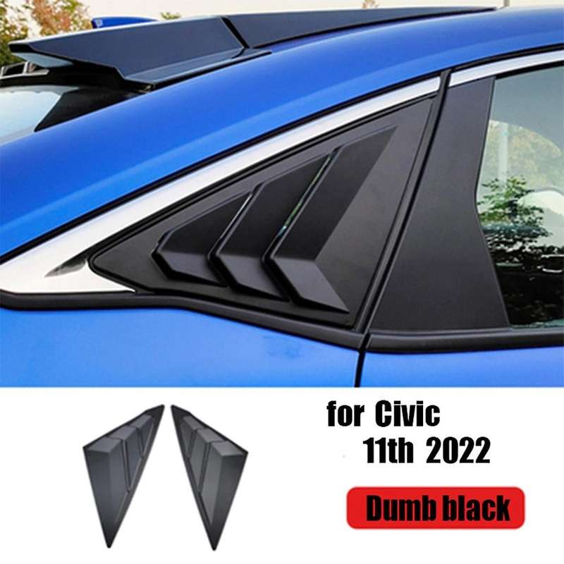 Car Rear Side Window Louvers Blinds Cover Trim for 2022 Accessories Matte Black