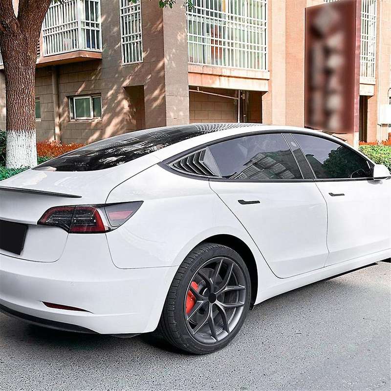 Car Rear Side Window Louvers Air Vent Scoop Shades Cover Blinds Trim for Model 3 2017-2023 Y 2020+,B
