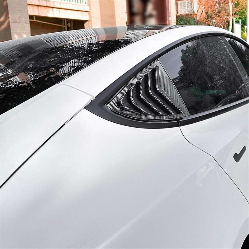 Car Rear Side Window Louvers Air Vent Scoop Shades Cover Blinds Trim for Model 3 2017-2023 Y 2020+,B