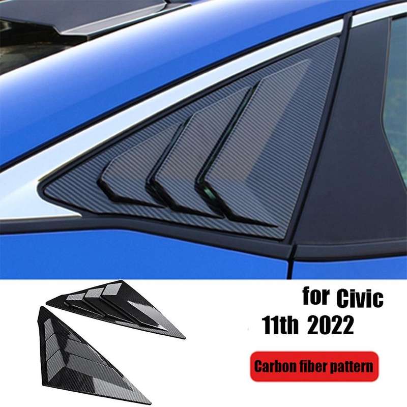 Car Rear Side Window Louvers Blinds Cover Trim for 2022 Accessories Carbon Fiber