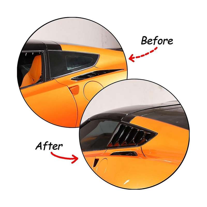 Car Rear Side Window Louvers for C7 2014-2019 Triangular Window Glass Blinds (bright Black)