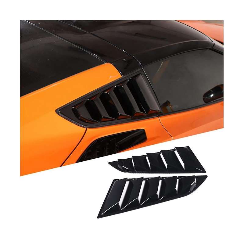 Car Rear Side Window Louvers for C7 2014-2019 Triangular Window Glass Blinds (bright Black)