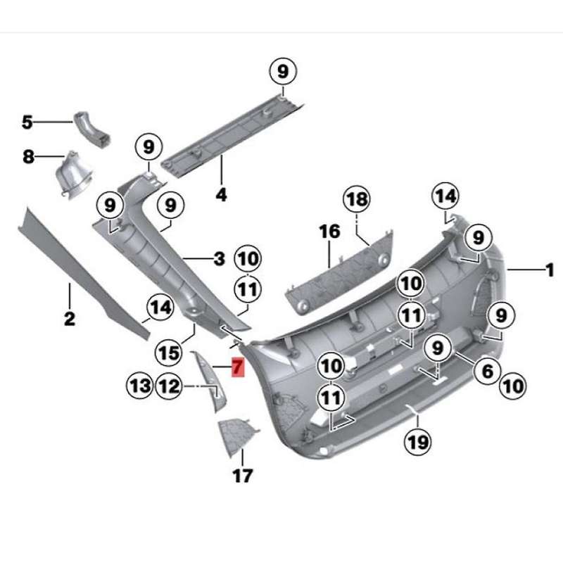 Car Rear Tail Light Gutter Cover Panel 51497443809 443810 for 3 Series F34 GT 2013-2024 Baffle Drain