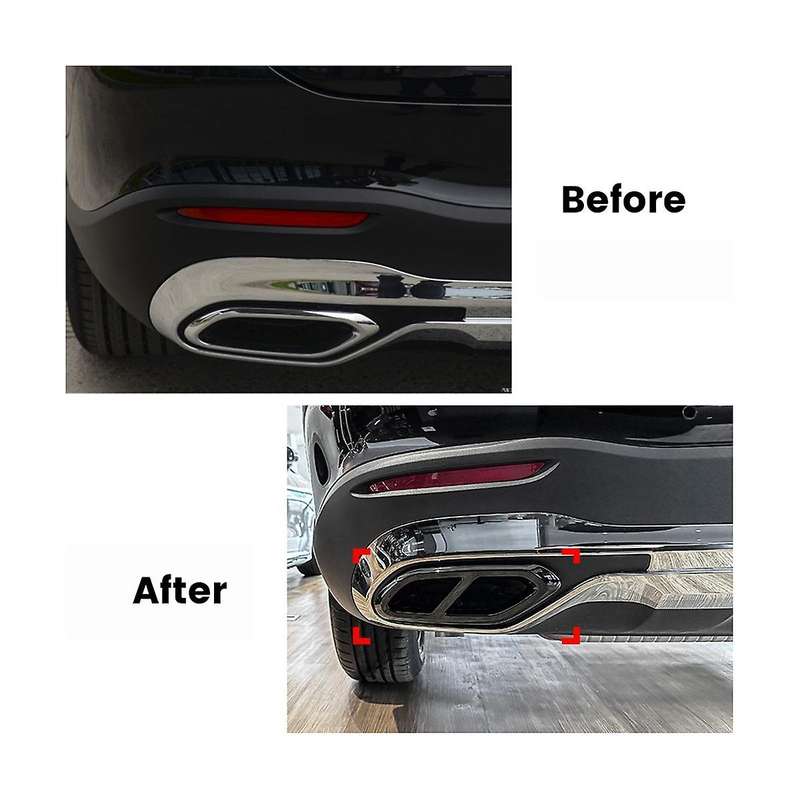 Car Rear Throat Exhaust Pipe Muffler Tips Cover Trim for Glc Class X254 2023+ Glc260 Glc300 (black)