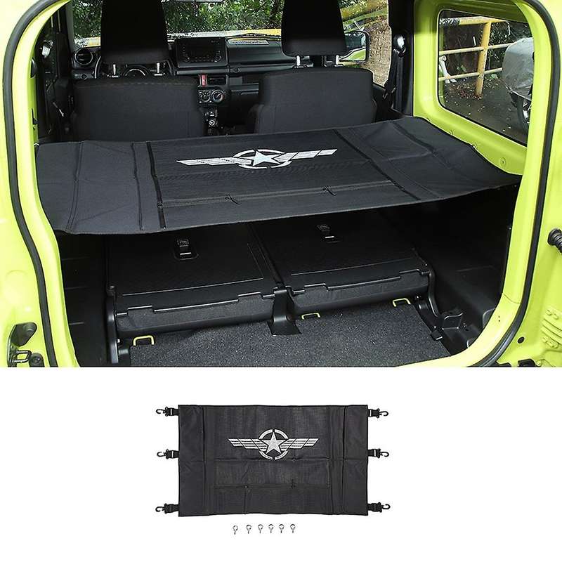 Car Rear Trunk Curtain Cover Storage Bag Net Stowing Tidying for 2019 2020 2021 Accessories, Black