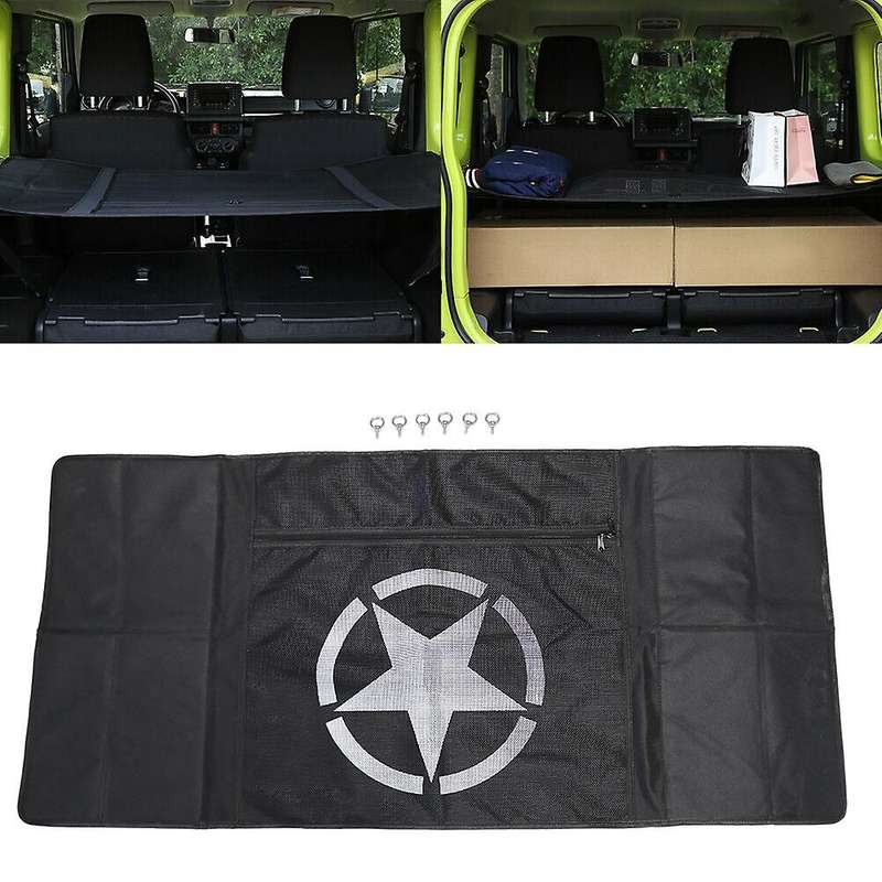 Car Rear Trunk Curtain Cover Storage Bag Net for Jimny JB74 2019 2020 Stowing Tidying A
