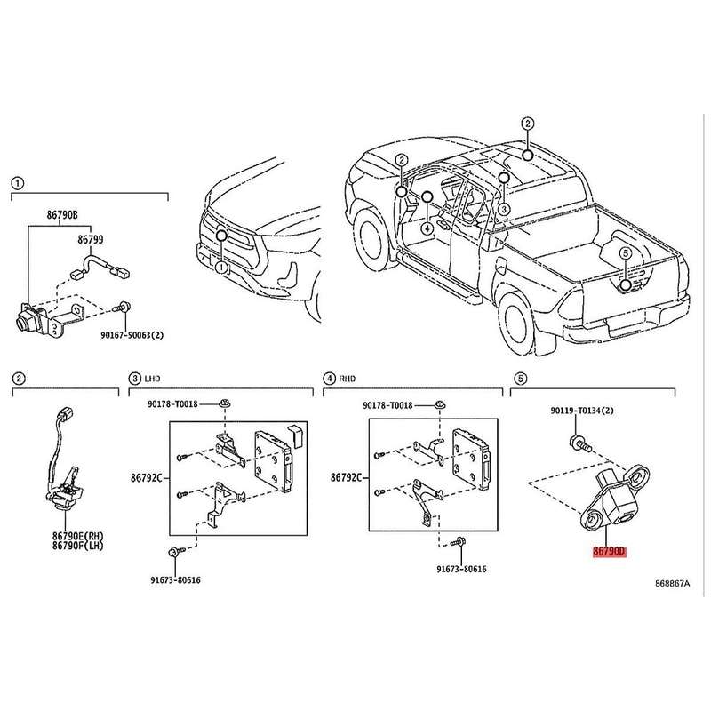 Car Rear View Camera Assembly Backup 86790-0K050 for 2020-2022 Parking Assist Reverse Camera 86790-0