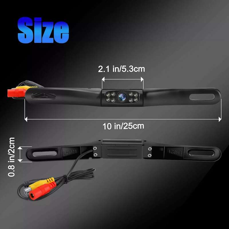 Car Rear View Camera Waterproof Wide 170 degree Night Vision Backup Camera 8-LED Long License Plate