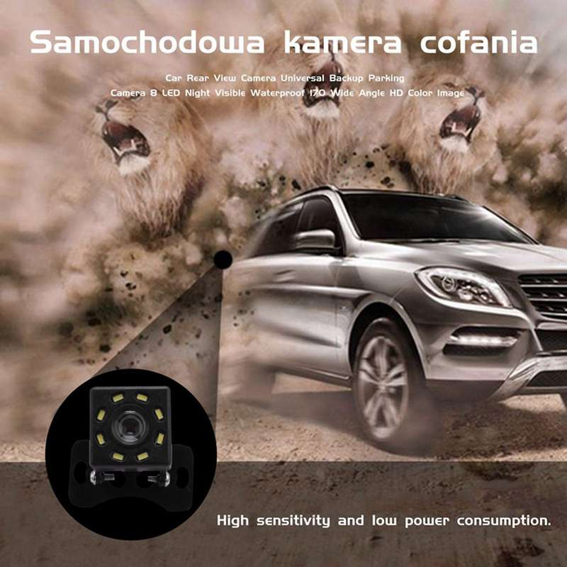Car Rear View Camera Universal Backup Parking Camera 8 LED Night Visible Waterproof 170 Wide Angle H