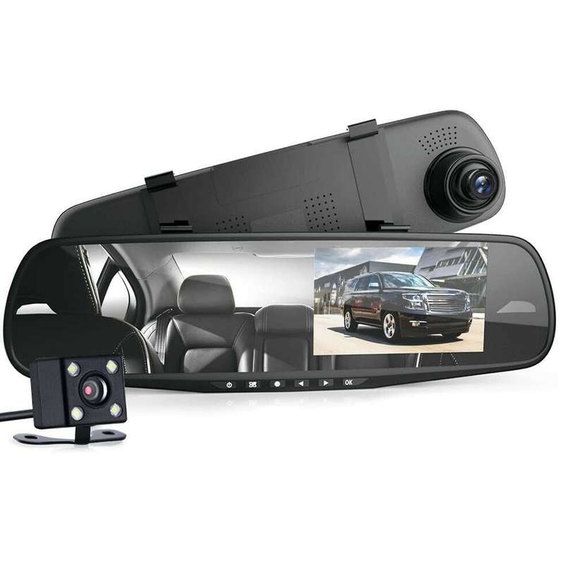 Car Rear View Mirror Recorder, 4.3-Inch High-Definition Night Vision Record, Reversing Image Parking
